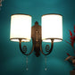 JS-VP S-420-2W Cloth Shade Wall Lights 2xE27 Mild Steel & Glass Material Dark Brown & White Finish