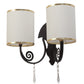 JS-VP S-420-2W Cloth Shade Wall Lights 2xE27 Mild Steel & Glass Material Dark Brown & White Finish