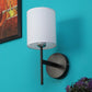 JS-VP S-421-1W Cloth Shade Wall Lights 1xE27 Mild Steel & Glass Material Dark Brown & White Finish