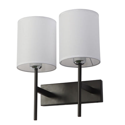 JS-VP S-421-2W Cloth Shade Wall Lights 2xE27 Mild Steel & Glass Material Dark Brown & White Finish