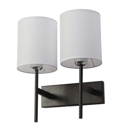 JS-VP S-421-2W Cloth Shade Wall Lights 2xE27 Mild Steel & Glass Material Dark Brown & White Finish