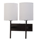 JS-VP S-421-2W Cloth Shade Wall Lights 2xE27 Mild Steel & Glass Material Dark Brown & White Finish