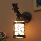 JS-VP S-423-1W Wooden Wall Lights 1xE27 Wood & Glass Material Dark Brown & Gold, Black Finish