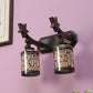 JS-VP S-423-2W Wooden Wall Lights 2xE27 Wood & Glass Material Dark Brown & Gold, Black Finish