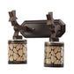 JS-VP S-423-2W Wooden Wall Lights 2xE27 Wood & Glass Material Dark Brown & Gold, Black Finish