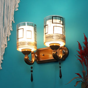 JS-VP S-424-2W Modern Wall Lights 2xE27 Mild Steel & Glass Material Antique & Champaign Finish