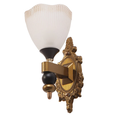 JS-VP S-425-1W Modern Wall Lights 1xE27 Mild Steel & Glass Material Antique & Gold, White Finish
