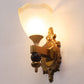 JS-VP S-425-1W Modern Wall Lights 1xE27 Mild Steel & Glass Material Antique & Gold, White Finish