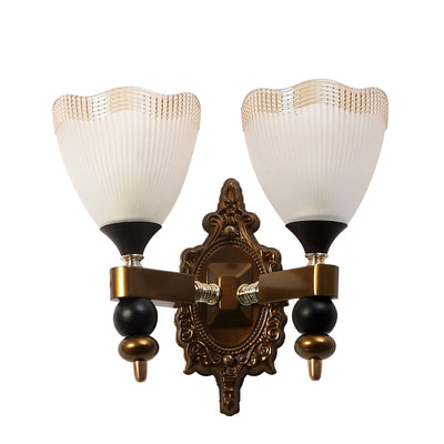 JS-VP S-425-2W Modern Wall Lights 2xE27 Mild Steel & Glass Material Antique & Gold, White Finish
