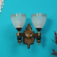 JS-VP S-425-2W Modern Wall Lights 2xE27 Mild Steel & Glass Material Antique & Gold, White Finish
