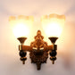 JS-VP S-425-2W Modern Wall Lights 2xE27 Mild Steel & Glass Material Antique & Gold, White Finish