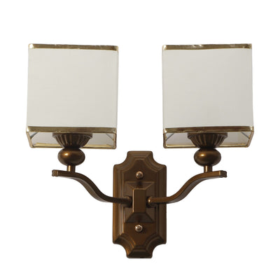 JS-VP S-427-2W Cloth Shade Wall Lights 2xE27 Mild Steel & Fabric Material Antique & White Finish