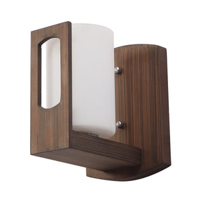 JS-VP S-433-1W Wooden Wall Lights 1xE27 Wood & Glass Material Dark Brown & White Finish