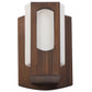 JS-VP S-433-1W Wooden Wall Lights 1xE27 Wood & Glass Material Dark Brown & White Finish