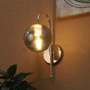 JS-VP S-435-1W Modern Wall Lights 1xE27 Mild Steel & Glass Material Gold & Smoke Finish