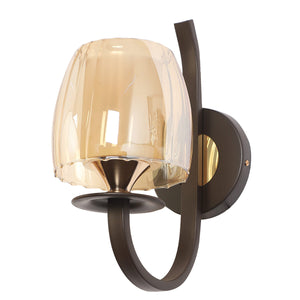 JS-VP S-487-1W Modern Wall Lights 1xE27 Mild Steel & Glass Material Brown & Champaign Finish