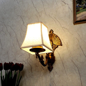 JS-VP S-490-1W Cloth Shade Wall Lights 1xE27 Mild Steel & Fabric Material Antique & Cream Finish