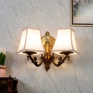 JS-VP S-490-2W Cloth Shade Wall Lights 2xE27 Mild Steel & Fabric Material Antique & Cream Finish