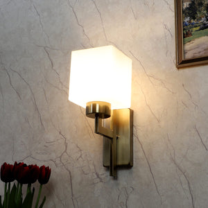 JS-VP S-492-1W Modern Wall Lights 1xE27 Mild Steel & Fabric Material Antique & White Finish