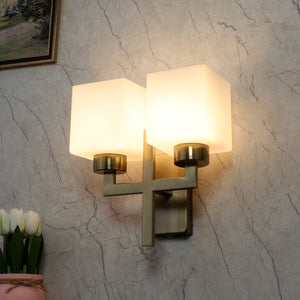 JS-VP S-492-2W Modern Wall Lights 2xE27 Mild Steel & Fabric Material Antique & White Finish