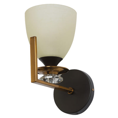 JS-VP S-495-1W Modern Wall Lights 1xE27 Mild Steel & Glass Material Antique, Brown & White Finish