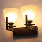 JS-VP S-495-2W Modern Wall Lights 2xE27 Mild Steel & Glass Material Antique, Brown & White Finish