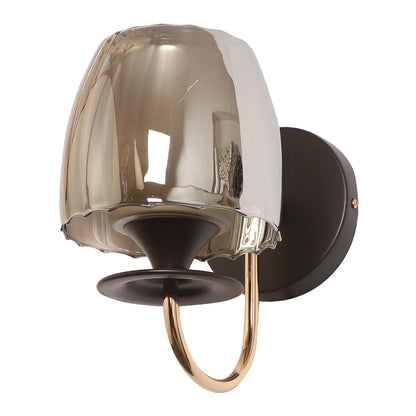 JS-VP S-498-1W Modern Wall Lights 1xE27 Mild Steel & Glass Material Brown, Gold & Smoke Finish