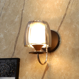 JS-VP S-498-1W Modern Wall Lights 1xE27 Mild Steel & Glass Material Brown, Gold & Smoke Finish