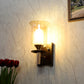 JS-VP S-501-1W Wooden Wall Lights 1xE27 Mild Steel, Wood & Glass Material Brown, Gold & Champaign Finish