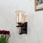 JS-VP S-501-1W Wooden Wall Lights 1xE27 Mild Steel, Wood & Glass Material Brown, Gold & Champaign Finish