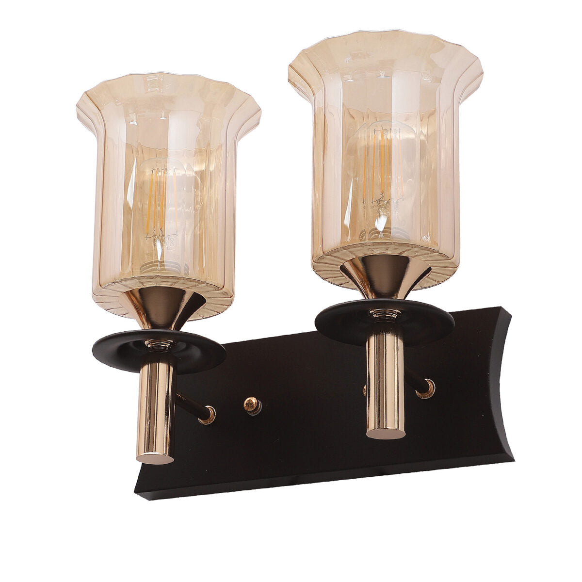 Brown & Champagne Wooden Wall Lights
