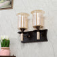 JS-VP S-501-2W Wooden Wall Lights 1xE27 Mild Steel, Wood & Glass Material Brown, Gold & Champaign Finish