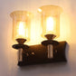 JS-VP S-501-2W Wooden Wall Lights 1xE27 Mild Steel, Wood & Glass Material Brown, Gold & Champaign Finish