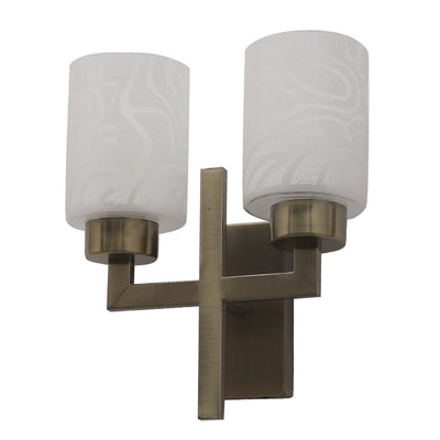 JS-VP S-502-2W Modern Wall Lights 2xE27 Mild Steel & Glass Material Antique & White Finish