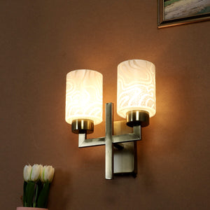 JS-VP S-502-2W Modern Wall Lights 2xE27 Mild Steel & Glass Material Antique & White Finish