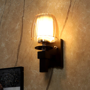 JS-VP S-504-1W Modern Wall Lights 1xE27 Mild Steel & Glass Material Brown & Champaign Finish