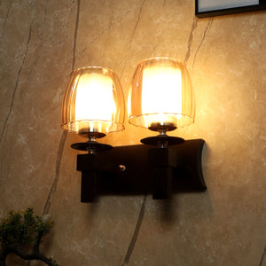 JS-VP S-504-2W Modern Wall Lights 2xE27 Mild Steel & Glass Material Brown & Champaign Finish