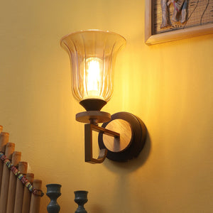 JS-VP S-493-1W Modern Wall Lights 1xE27 Mild Steel & Glass Material Antique brown & Champaign Finish