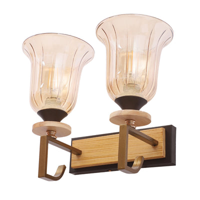 JS-VP S-493-2W Modern Wall Lights 2xE27 Mild Steel & Glass Material Antique brown & Champaign Finish