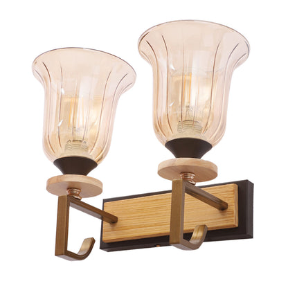JS-VP S-493-2W Modern Wall Lights 2xE27 Mild Steel & Glass Material Antique brown & Champaign Finish