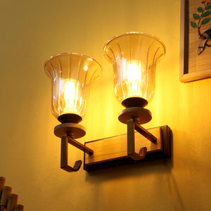 JS-VP S-493-2W Modern Wall Lights 2xE27 Mild Steel & Glass Material Antique brown & Champaign Finish