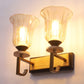 JS-VP S-493-2W Modern Wall Lights 2xE27 Mild Steel & Glass Material Antique brown & Champaign Finish