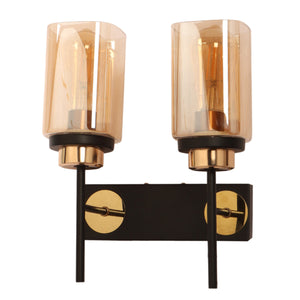 JS-VP S-517-2W Modern Wall Lights 2xE27 Mild Steel & Glass Material Black, Gold & Champaign Finish