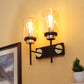 JS-VP S-517-2W Modern Wall Lights 2xE27 Mild Steel & Glass Material Black, Gold & Champaign Finish