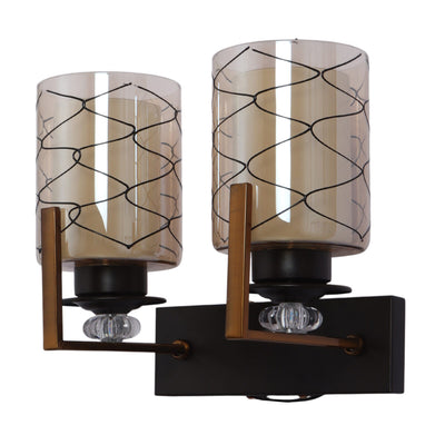 JS-VP S-544-2W Modern Wall Lights 2xE27 Mild Steel & Glass Material Brown & Champaign Finish