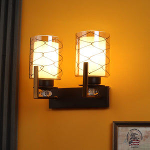 JS-VP S-544-2W Modern Wall Lights 2xE27 Mild Steel & Glass Material Brown & Champaign Finish