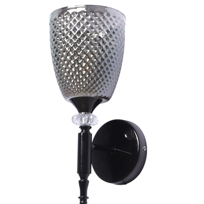 JS-VP S-566-1W Modern Wall Lights 1xE27 Mild Steel & Glass Material Glossy black & Smoky Finish