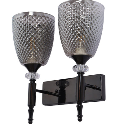 JS-VP S-566-2W Modern Wall Lights 2xE27 Mild Steel & Glass Material Glossy black & Smoky Finish