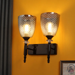 JS-VP S-566-2W Modern Wall Lights 2xE27 Mild Steel & Glass Material Glossy black & Smoky Finish