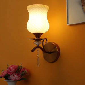 JS-VP S-567-1W Modern Wall Lights 1xE27 Mild Steel & Glass Material Antique Gold & White, Yellow Finish